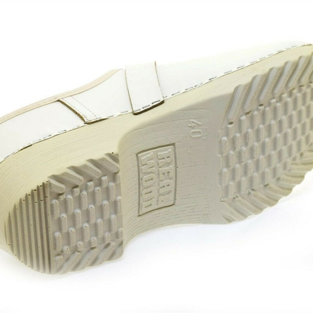 Gerla Comfort Shoe Wood Clog White Leather Size 40 - Picture 4 of 4